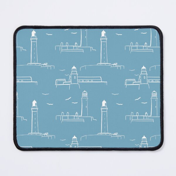 Item preview, Lighthouses Pattern Version 6 - White on Light Blue designed and sold by seasprayart.