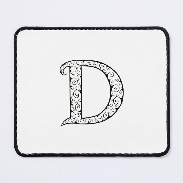 Item preview, Capital Letter D - black line drawing spirals - white background designed and sold by Krista Robertson.