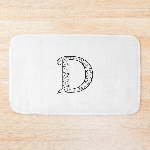 Item preview, Capital Letter D - black line drawing spirals - white background designed and sold by Krista Robertson.