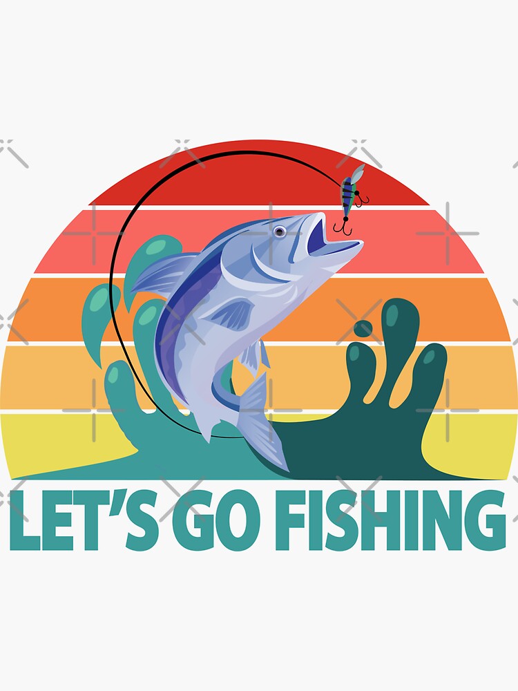 Lets Go Fishing - Vintage Fishing Lover Funny Fisherman Sticker for Sale  by TheInkElephant