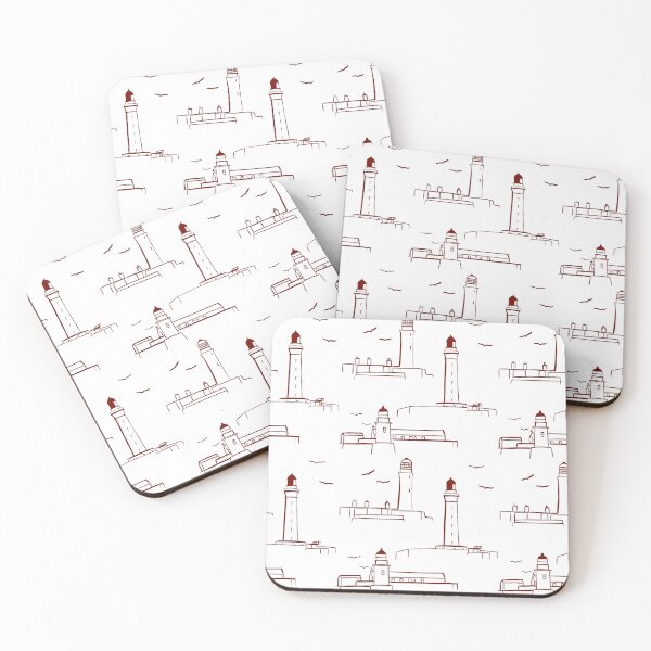 Item preview, Lighthouses Pattern Version 7 - Red on White designed and sold by seasprayart.