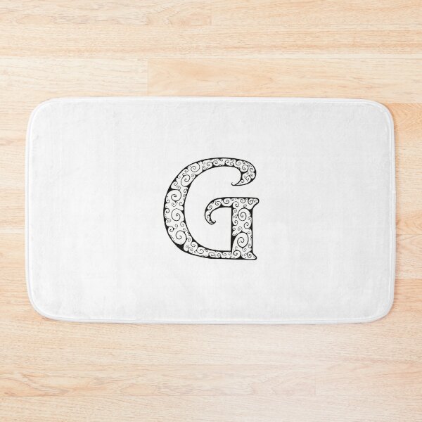 Item preview, Capital Letter G - black line drawing spirals - white background designed and sold by Krista Robertson.