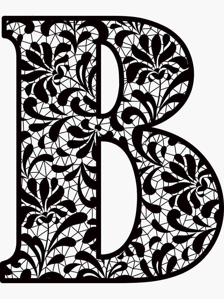 "The Letter B- Black Lace Botanical Monogram" Sticker For Sale By Tasha ...