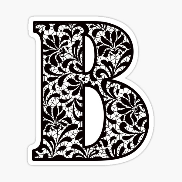 "The Letter B- Black Lace Botanical Monogram" Sticker For Sale By Tasha ...