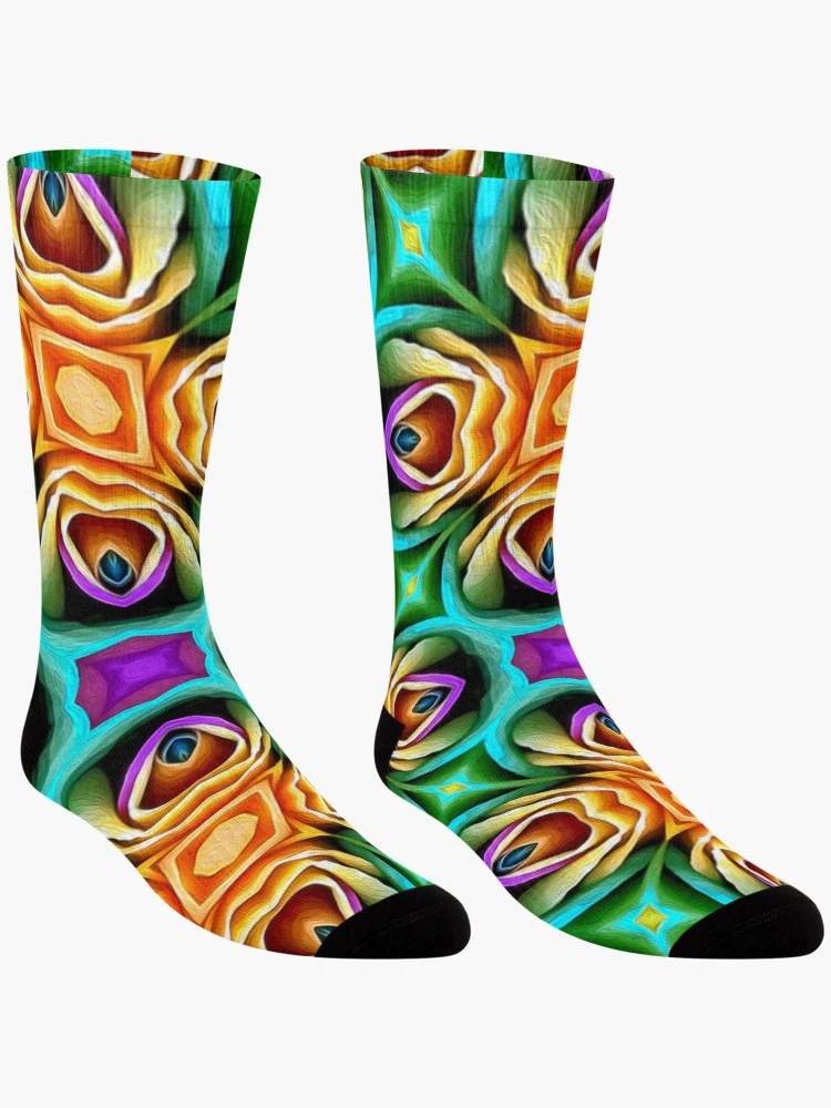 Thumbnail 3 of 5, Socks, Unique Colorful Roses Pattern designed and sold by Patternflower.