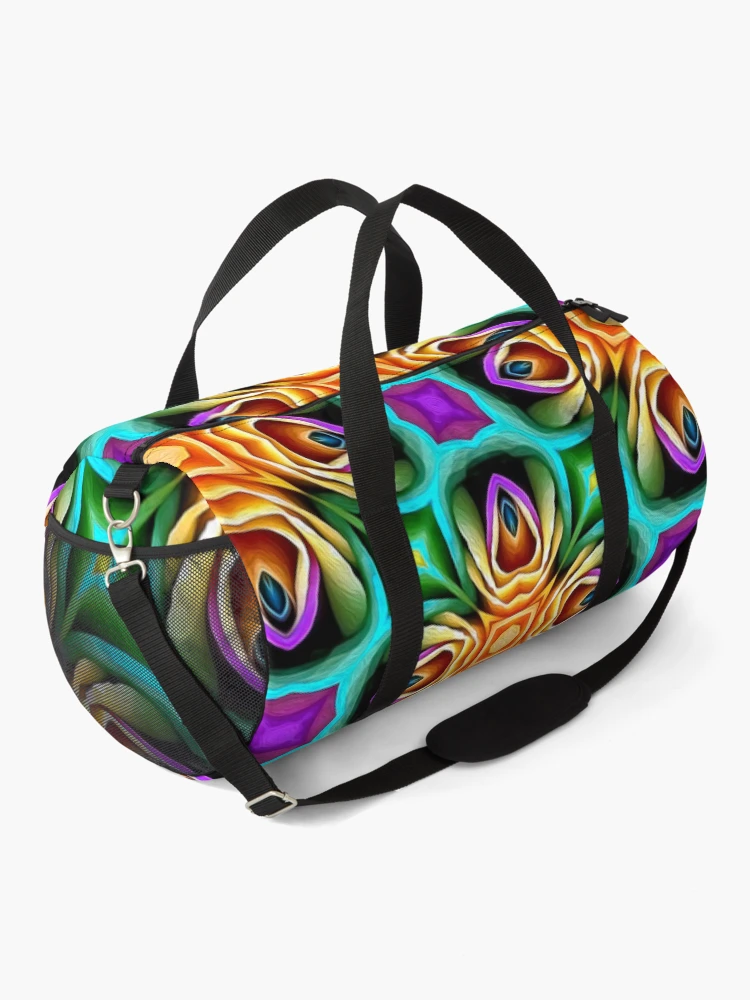 Thumbnail 2 of 3, Duffle Bag, Unique Colorful Roses Pattern designed and sold by Patternflower.