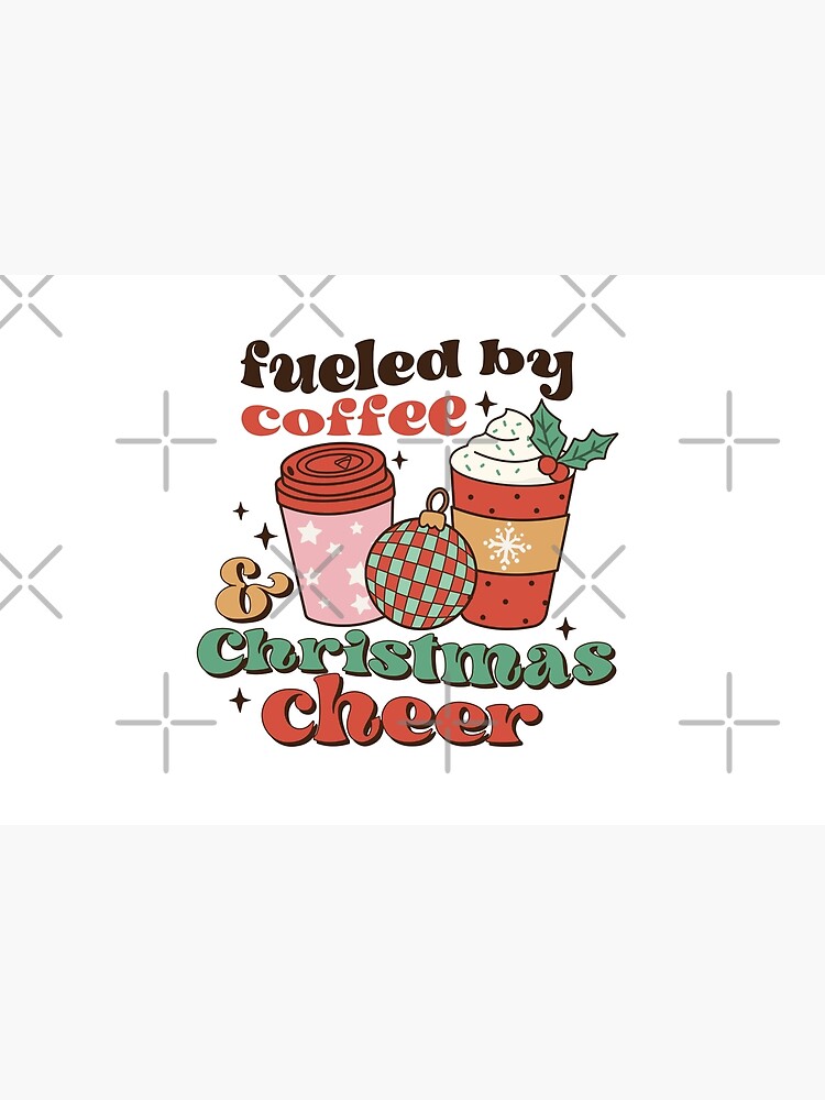 Disover Fueled by coffee and christmas cheer funny christmas coffee lover gift Bath Mat