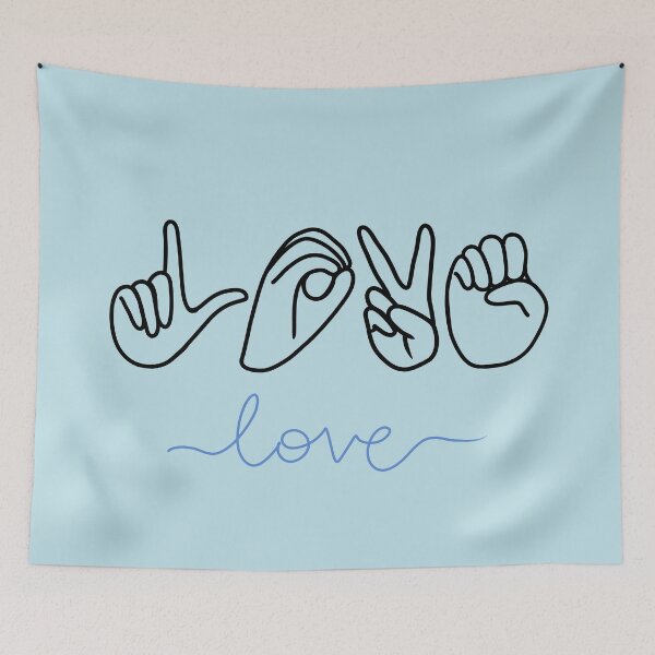 Item preview, ASL Love Finger Spelled in Blue designed and sold by CreativeKari.