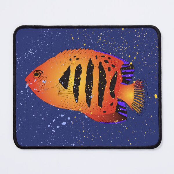 Item preview, Tropical Bright Orange Flame Angelfish Illustration designed and sold by HotHibiscus.