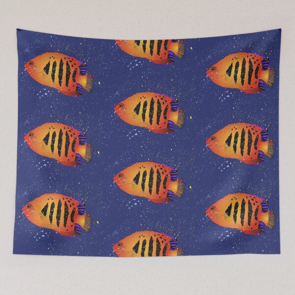 Item preview, Tropical Bright Orange Flame Angelfish Illustration designed and sold by HotHibiscus.