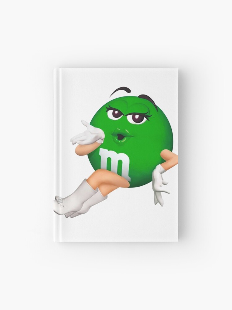 Green M&M character Hardcover Journal for Sale by Trasarual