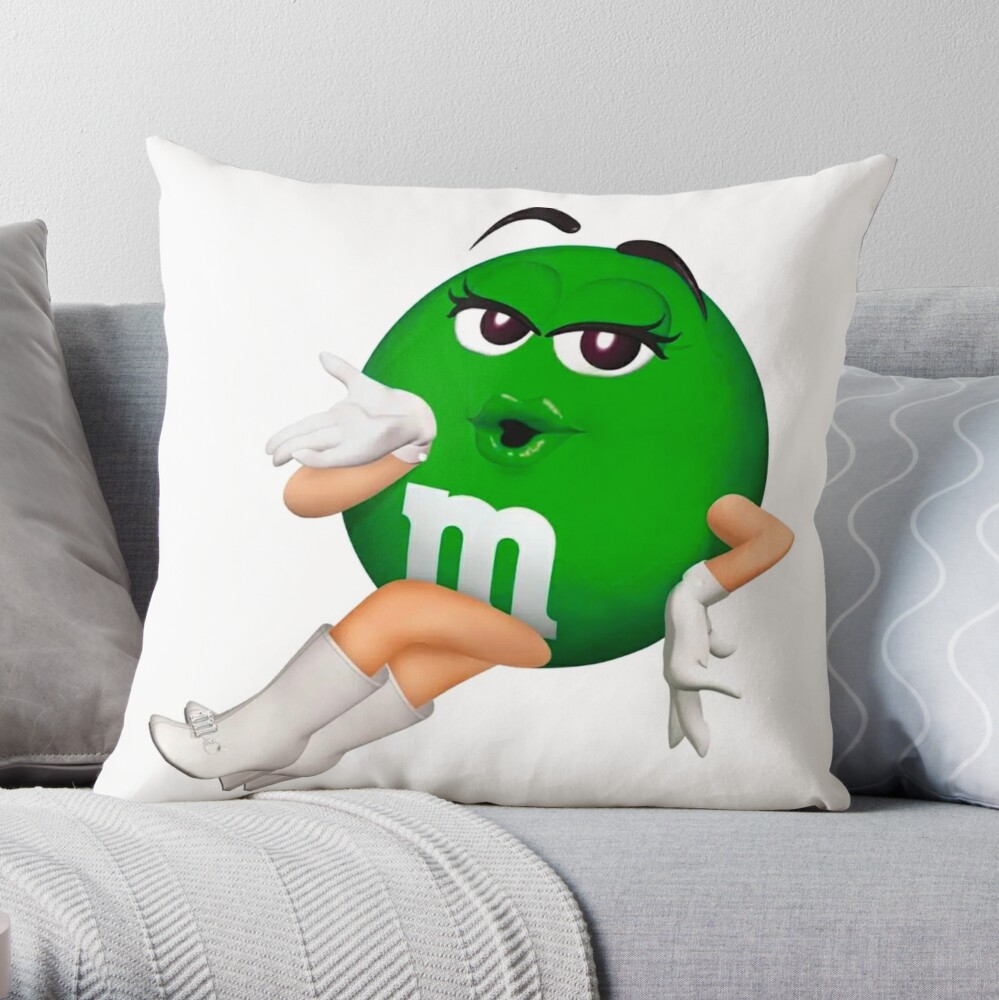 Green m&m Throw Pillow for Sale by Sidewalk Stickers