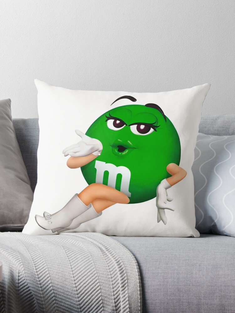 funny m m Green - m and ms Throw Pillow for Sale by Grsifeart