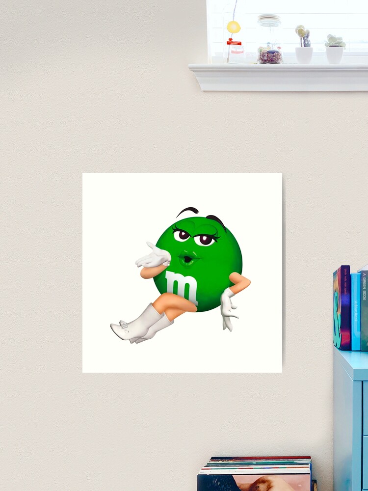 Green M&M character Art Print for Sale by Trasarual