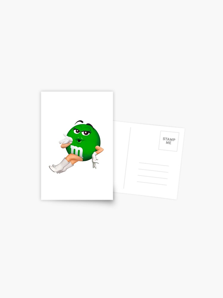 Green M&M character Postcard for Sale by Trasarual