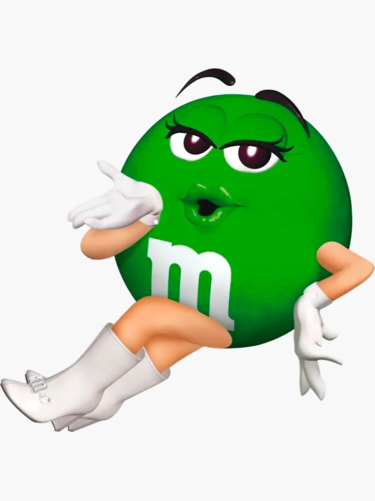 Green M&M character Sticker for Sale by Trasarual