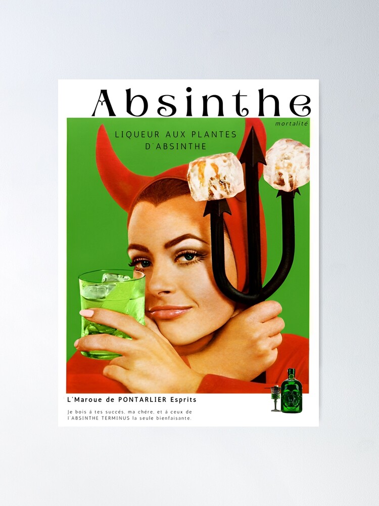 Vintage absinthe kills green fairy liquor female devil