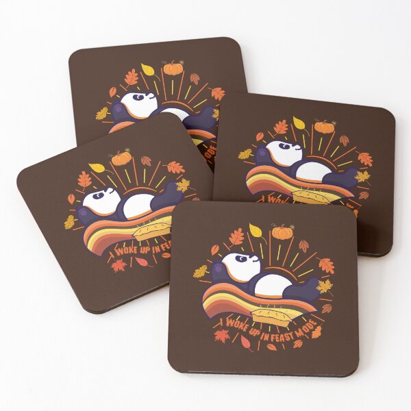 Item preview, Cute and Witty Panda on Fall Color Rainbow Happy Thanksgiving I WOKE UP IN FEAST MODE Turkey Day Matching Family Thanksgiving Day Trendy Autumn themed Design designed and sold by zenturtlemerch.