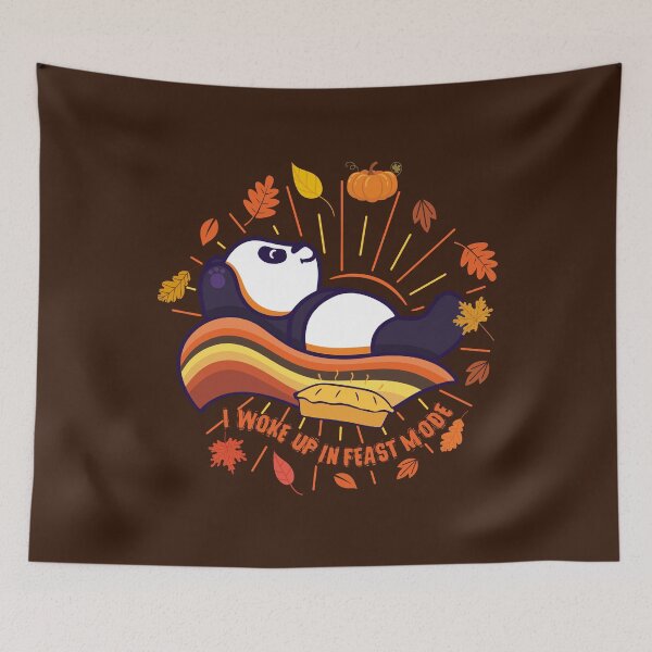 Item preview, Cute and Witty Panda on Fall Color Rainbow Happy Thanksgiving I WOKE UP IN FEAST MODE Turkey Day Matching Family Thanksgiving Day Trendy Autumn themed Design designed and sold by zenturtlemerch.