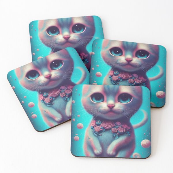 Item preview, Kawaii little blue cat designed and sold by ladarkepoque.