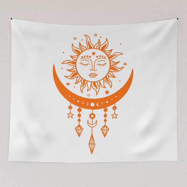 Item preview, Sun and Moon Boho Tattoo (Orange) designed and sold by Summer-Winter.