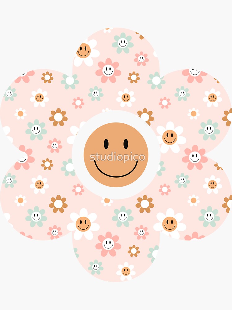 Smiley Face Flower Sticker by Happy Peach Club for iOS & Android