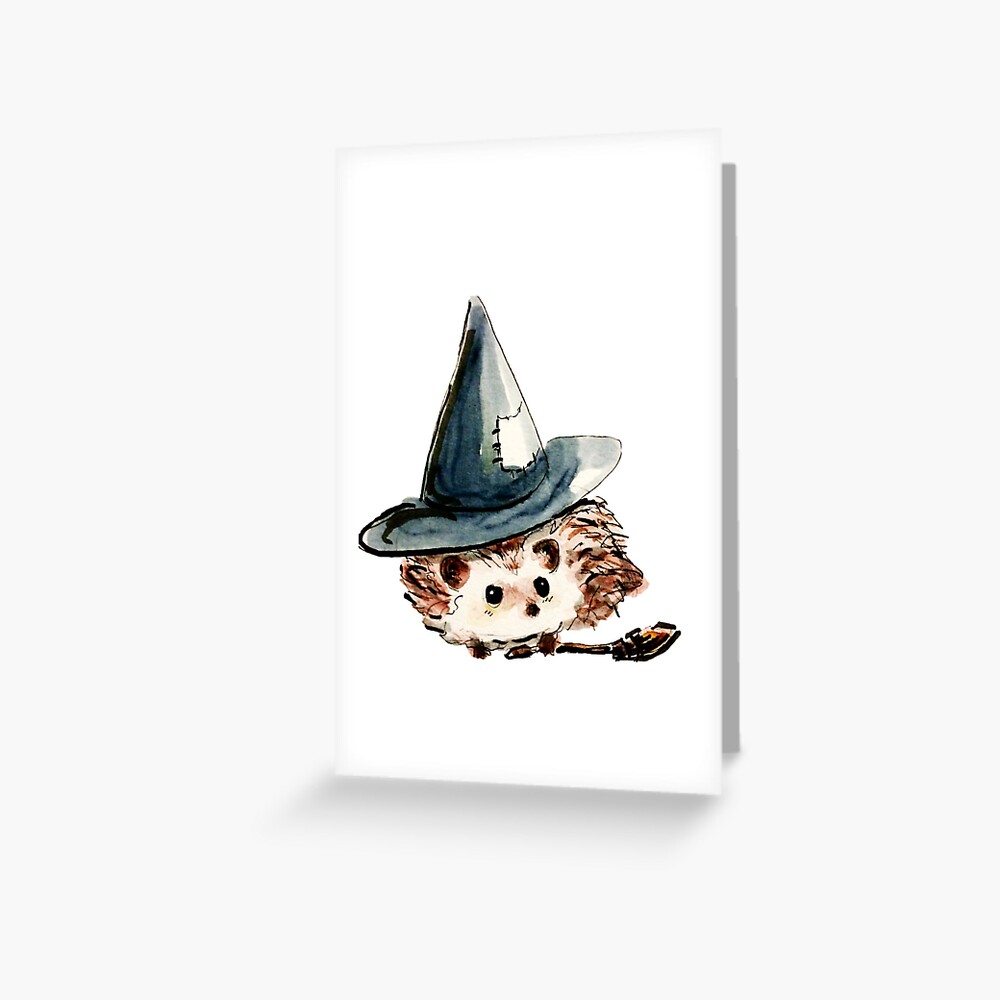 Hedgehog Witch Greeting Card
