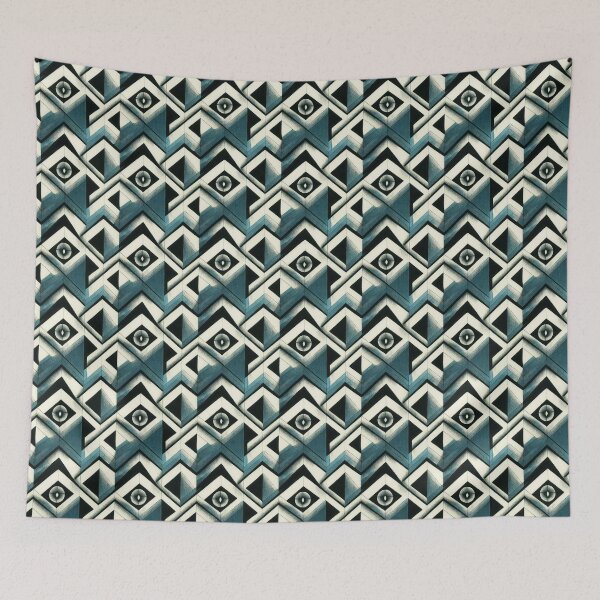 Item preview, Abstract Cubistic Teal Pattern designed and sold by GrimCutie.