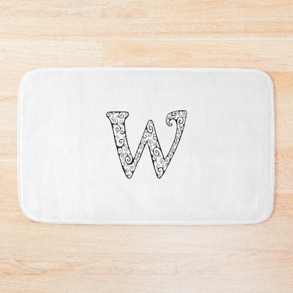 Item preview, Capital Letter W - black line drawing spirals - white background designed and sold by Krista Robertson.