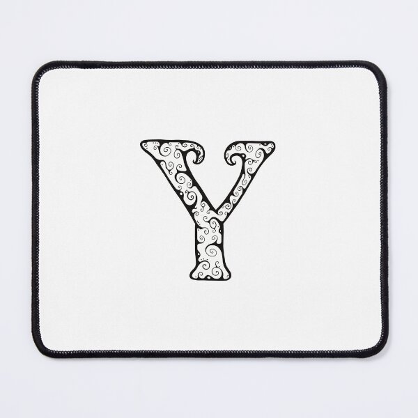 Item preview, Capital Letter Y - black line drawing spirals - white background designed and sold by Krista Robertson.