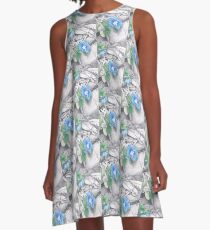 Blue Flowers A-Line Dress
