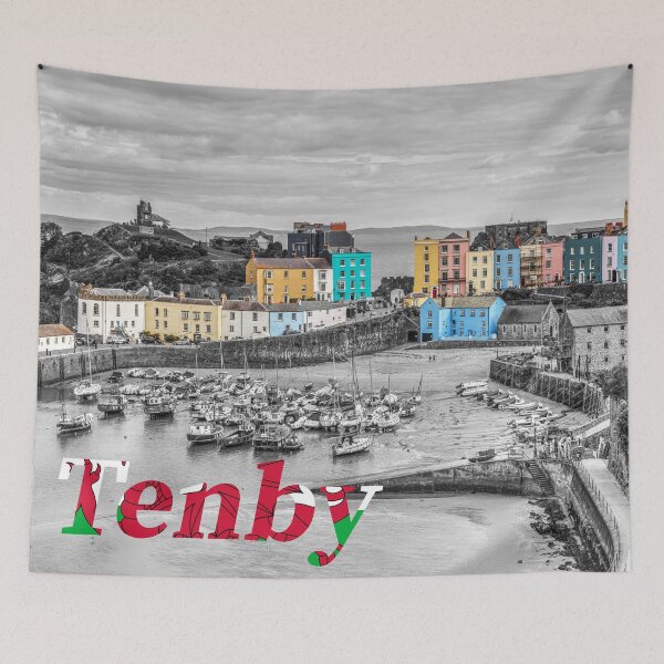 Item preview, Tenby Town Houses With Text designed and sold by Paul Thompson Photography.