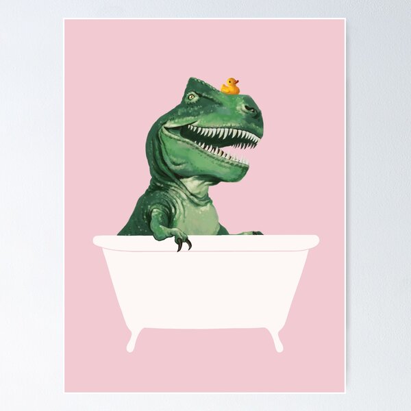 Item preview, Playful T-Rex in Bathtub Pink designed and sold by bignosework.