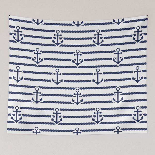 Item preview, Nautical Blue Anchor Pattern, Nautical Boat Rope Stripes designed and sold by newburyboutique.
