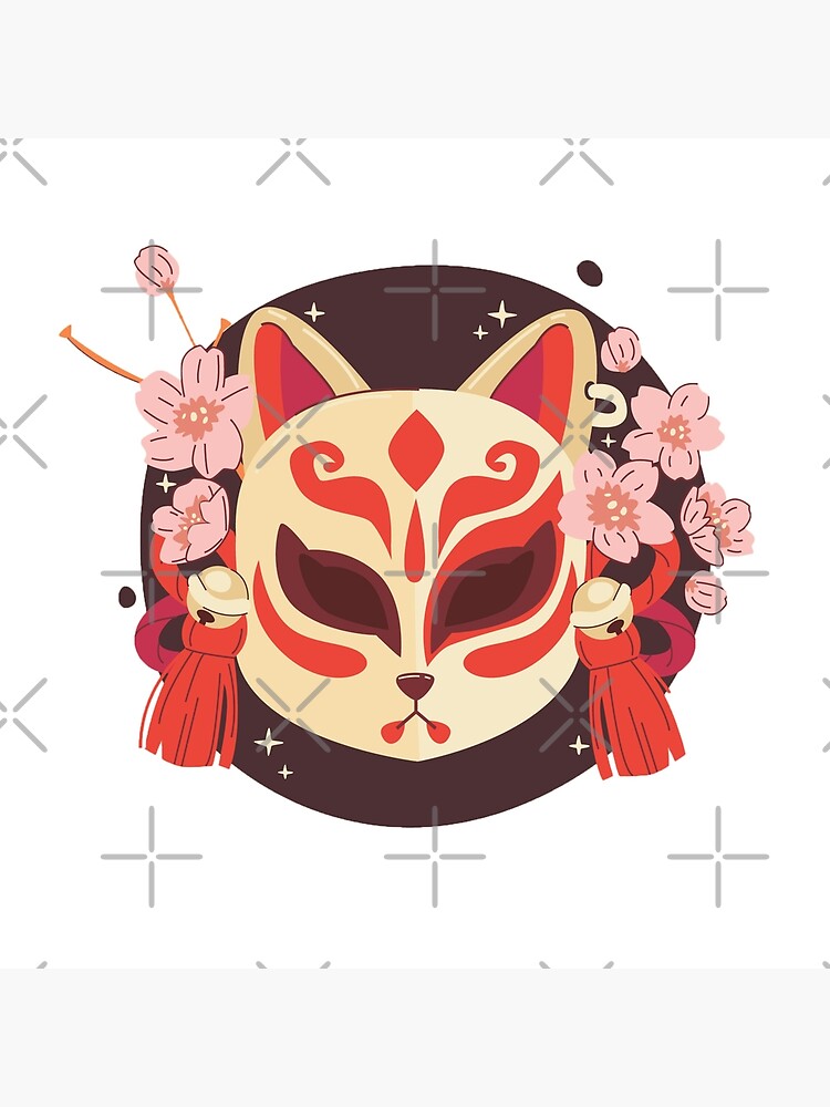 Japanese Aesthetic Kitsune Fox Mask Art Greeting Card for Sale by