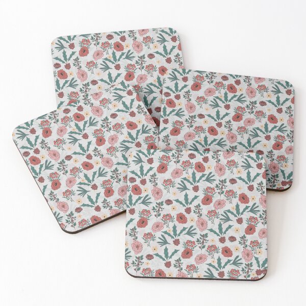 Item preview, Christmas Roses Berries Floral Gray Pattern designed and sold by InovArtS.