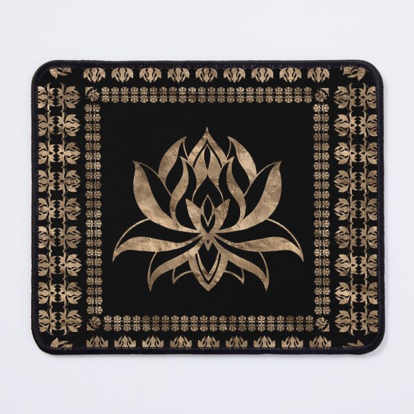 Item preview, Lotus Flower Luxury ornament - black and gold designed and sold by k9printart.