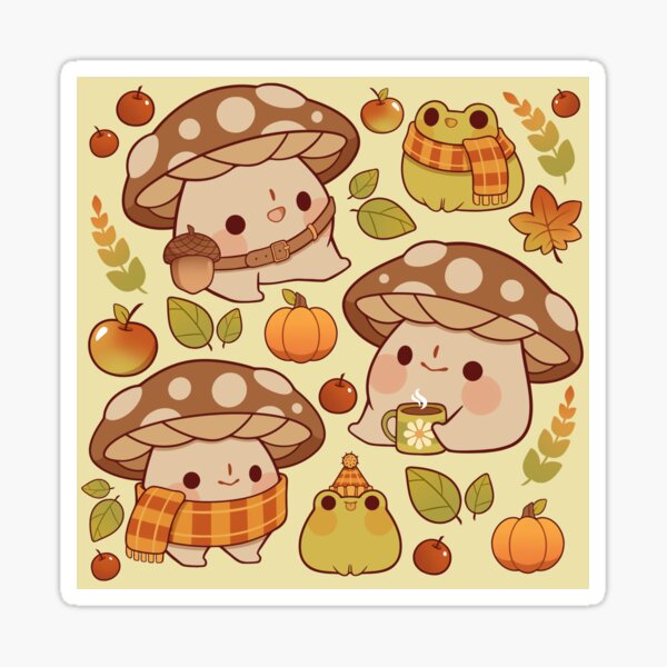 Item preview, Cute mushroom and froggie fall designed and sold by Rihnlin.