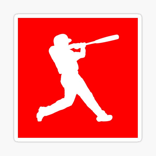 Baseball Player Silhouette Hitting with Stick Sticker for Sale by