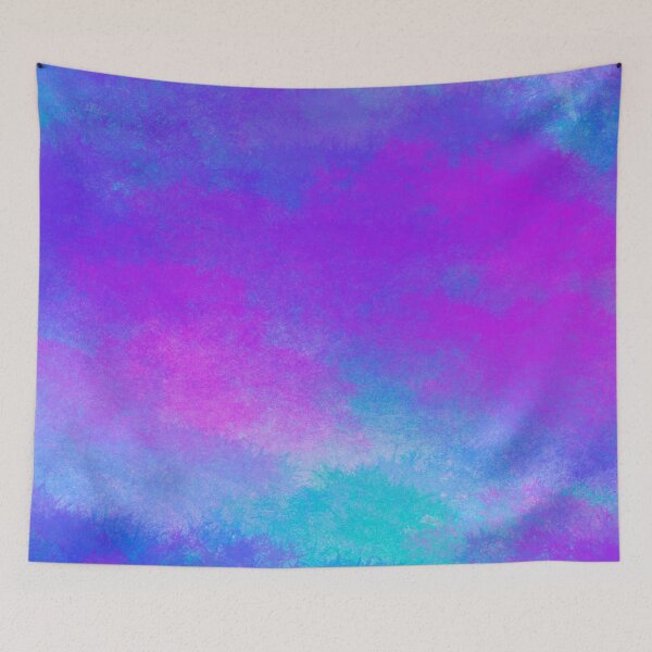 Item preview, Neon Teal Blue Purple Cloudy Day designed and sold by awsomepatterns.