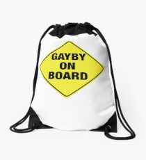 GAYBY ON BOARD stickers, drawstring bags, notebooks Drawstring Bag
