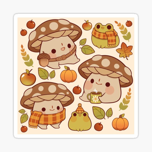 Item preview, Cute mushroom and froggie fall - creme designed and sold by Rihnlin.