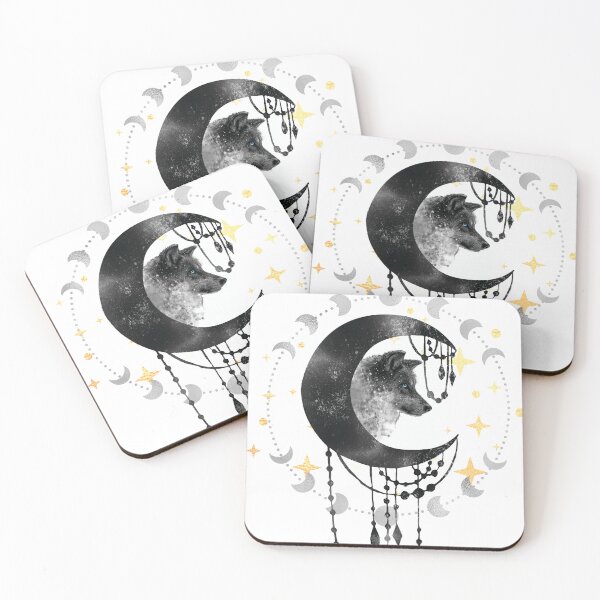 Item preview, Simple Wolf Moon with Gold Stars , Perfect for a Gift For Birthday , Magical designed and sold by wescor5000.