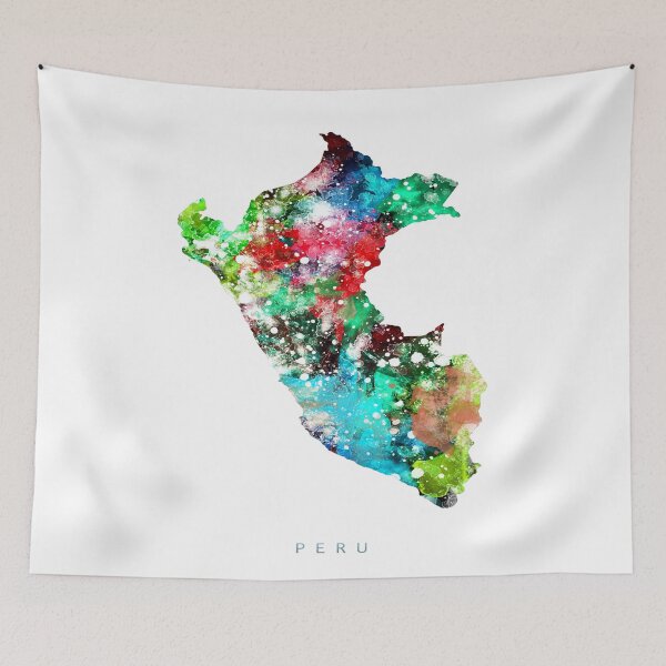 Item preview, Peru Map Watercolor Painting designed and sold by InkistPrints.