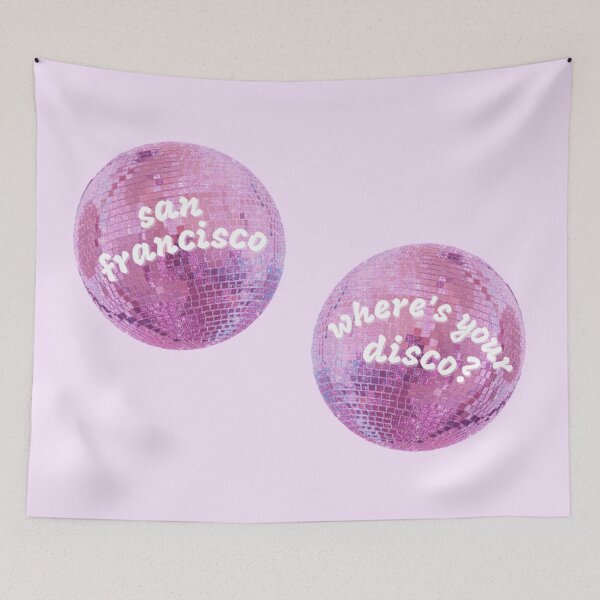 Item preview, ♫ san francisco, where's your disco? ♫ pink glitter disco balls — two piece set designed and sold by kasiegillette.