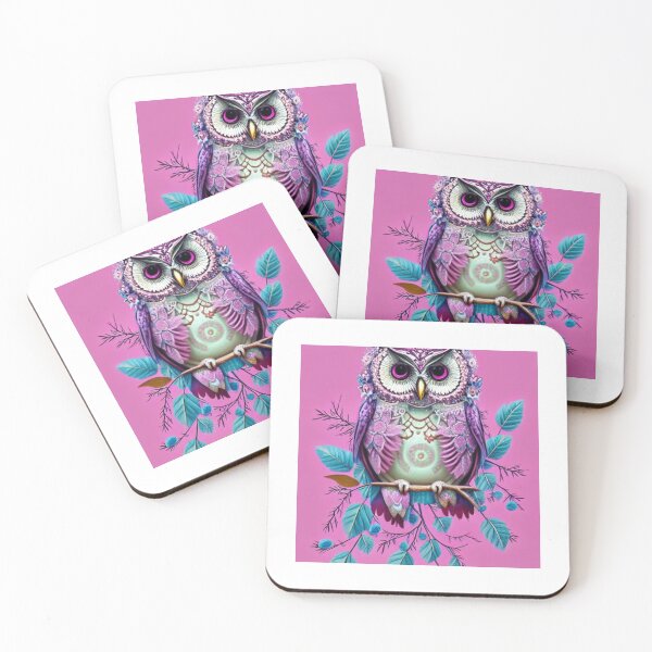 Item preview, Beautiful Whimsical Owl Oil Painting with flowers in background designed and sold by ManifestoDesign.