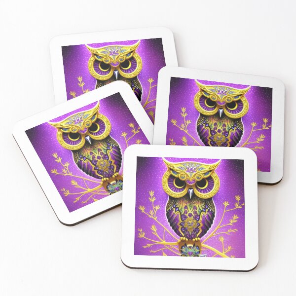Item preview, Beautiful Whimsical Owl Oil Painting with flowers in background designed and sold by ManifestoDesign.