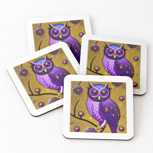 Item preview, Beautiful Whimsical Owl Oil Painting with flowers in background designed and sold by ManifestoDesign.