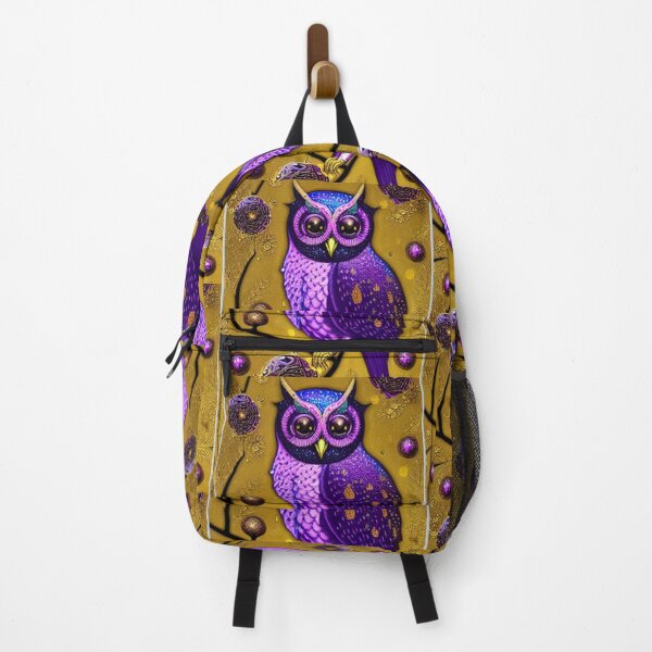 Item preview, Beautiful Whimsical Owl Oil Painting with flowers in background designed and sold by ManifestoDesign.