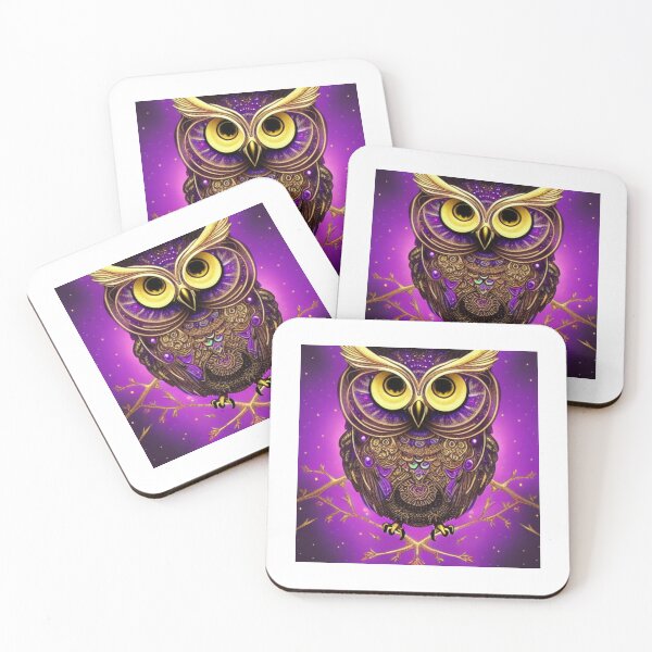 Item preview, Beautiful Whimsical Owl Oil Painting with flowers in background designed and sold by ManifestoDesign.